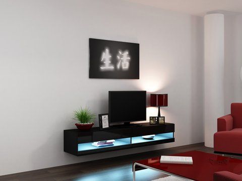 ТВ Тумба VIGO RTV Cama 180 New Чорний Мат / Чорний Глянець фотографія