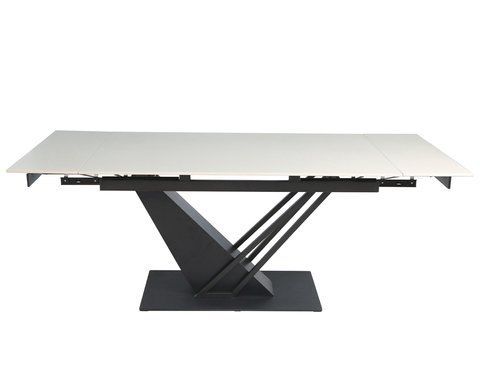Стіл розкладний FERNANDO CERAMIC Intarsio 140(200)*90 бежевий/чорний фотографія