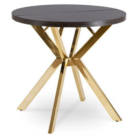 Стіл розкладний круглий MEBEL ELITE DORIAN 80(160)х80 см Чорний/золотий фотографія