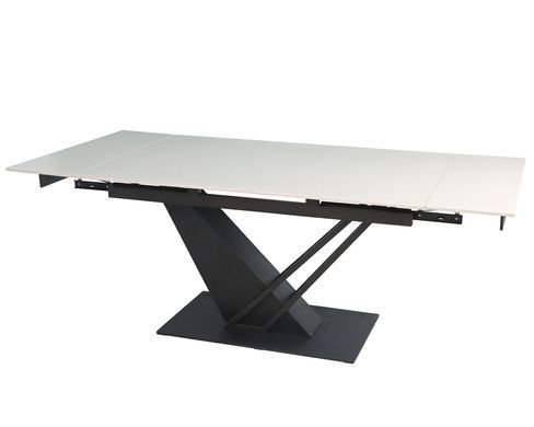Стіл розкладний FERNANDO CERAMIC Intarsio 140(200)*90 бежевий/чорний фотографія