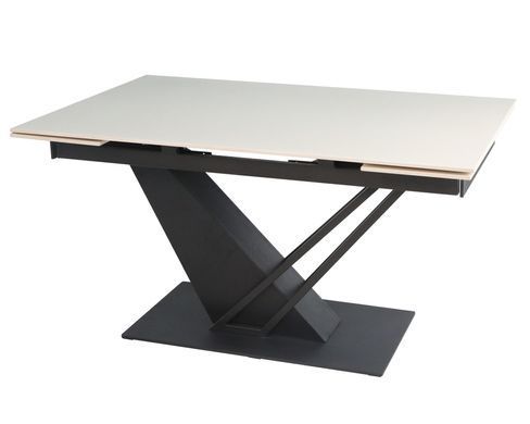 Стіл розкладний FERNANDO CERAMIC Intarsio 140(200)*90 бежевий/чорний фотографія