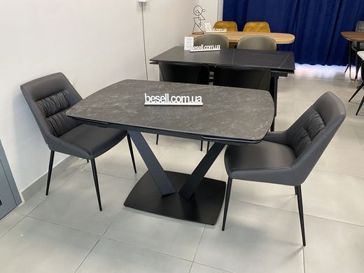 Стіл розкладний ELVI BLACK MARBLE Concepto 120(180)x80 Кераміка Матовий Чорний фотографія