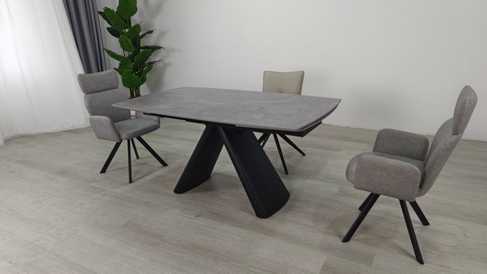 Стіл розкладний GREYSON CERAMIC Intarsio 160(240)*90 сірий мат/чорний фотографія