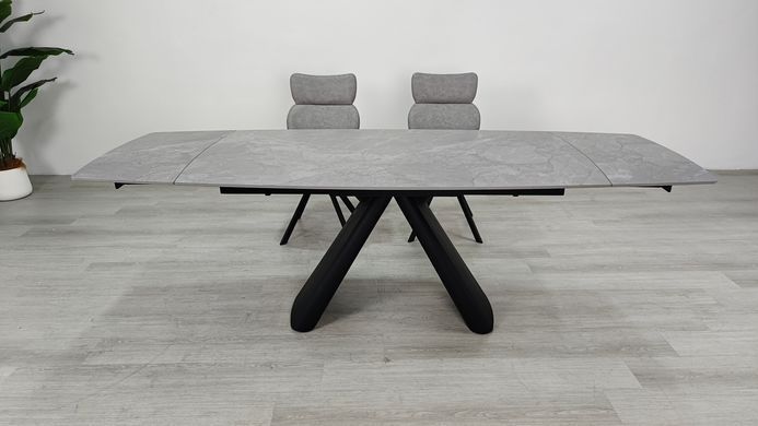 Стіл розкладний GREYSON CERAMIC Intarsio 160(240)*90 сірий мат/чорний фотографія