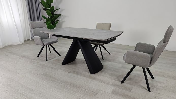 Стіл розкладний GREYSON CERAMIC Intarsio 160(240)*90 сірий мат/чорний фотографія