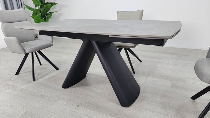 Стіл розкладний GREYSON CERAMIC Intarsio 160(240)*90 сірий мат/чорний фотографія
