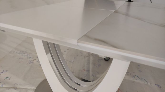 Стіл розкладний TML-865-1 VETRO 120x80 Білий Мармур фотографія