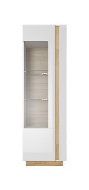 Вітрина висока Perfect Home Арко / Arco 1-дверна 1D1W/60 Білий глянець/дуб грандсон фотографія
