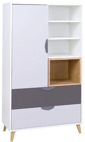 Книжкова шафа JOKER REG 5 JUREK MEBLE білий/графіт/сірий/дуб лефкас фотографія