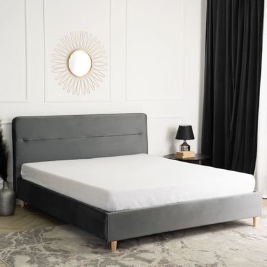 Ліжко оксамитове MEBEL ELITE BOND Velvet 160x200см Сірий фотографія