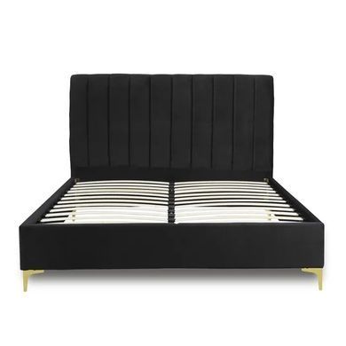 Кровать двуспальная бархатная MEBEL ELITE MARCELO Velvet 160x200 см Черный фотография