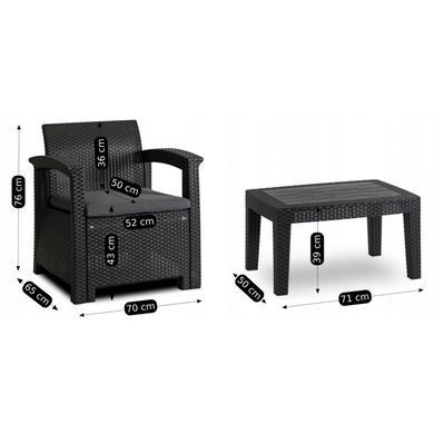 Комплект садових меблів MEBEL ELITE BRANDON Чорний