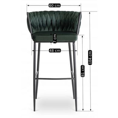 Барный стул бархатный MEBEL ELITE FLORES Velvet черный / зеленый фотография