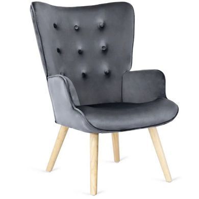 Крісло м'яке оксамитове з підставкою для ніг MEBEL ELITE LOZANO Velvet Сірий фотографія