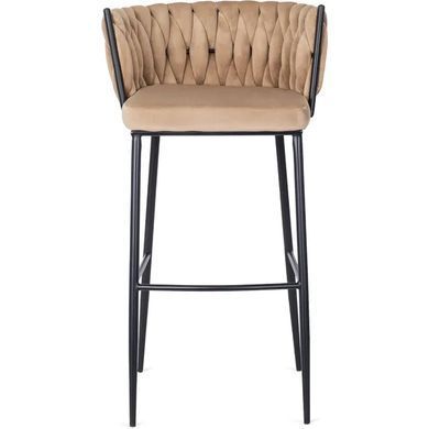 Барный стул бархатный MEBEL ELITE FLORES Velvet бежевый / черный фотография