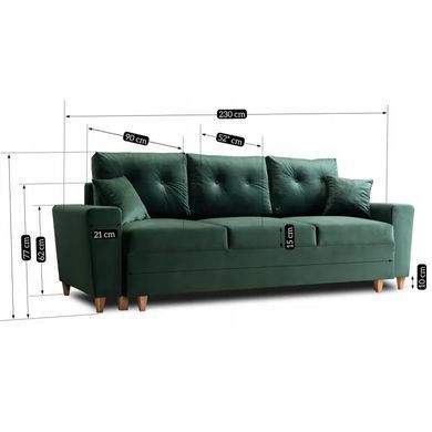 Диван 3-х місний оксамитовий MEBEL ELITE EMIL Velvet 230 см Зелений фотографія