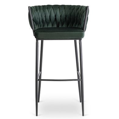 Барный стул бархатный MEBEL ELITE FLORES Velvet черный / зеленый фотография