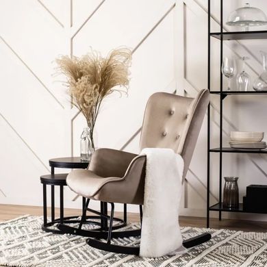 Крісло-гойдалка оксамитове MEBEL ELITE ELIS Velvet Бежевий фотографія