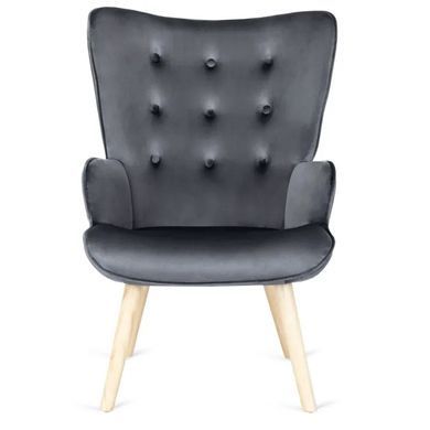 Крісло м'яке оксамитове з підставкою для ніг MEBEL ELITE LOZANO Velvet Сірий фотографія
