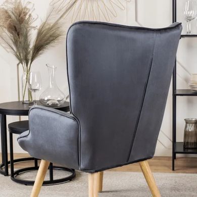 Крісло м'яке оксамитове з підставкою для ніг MEBEL ELITE LOZANO Velvet Сірий фотографія