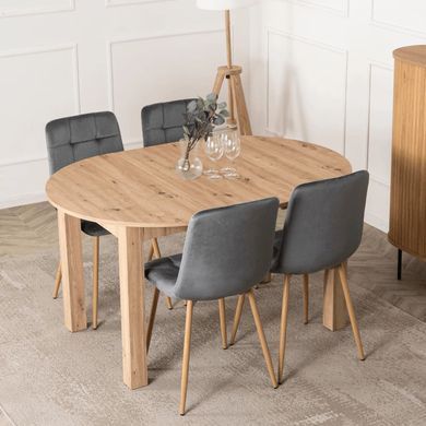 Комплект стіл MEBEL ELITE HARRY 102(142)х102 см,, дубовий ремісник, та 4 стільців FREDY, сірого кольору фотографія