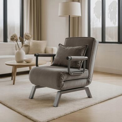 Крісло розкладне MEBEL ELITE BART Velvet&nbsp;Сірий фотографія