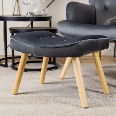 Крісло м'яке оксамитове з підставкою для ніг MEBEL ELITE LOZANO Velvet Сірий фотографія