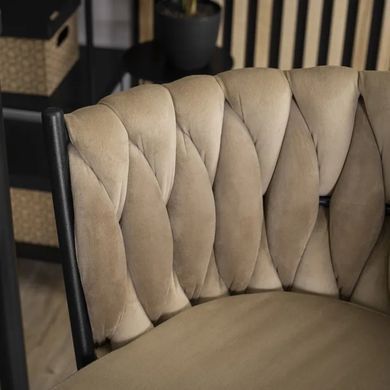 Барный стул бархатный MEBEL ELITE FLORES Velvet бежевый / черный фотография