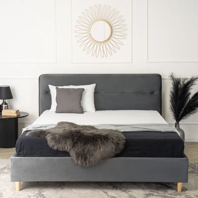 Ліжко оксамитове MEBEL ELITE BOND Velvet 160x200см Сірий фотографія