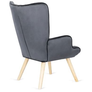 Крісло м'яке оксамитове з підставкою для ніг MEBEL ELITE LOZANO Velvet Сірий фотографія