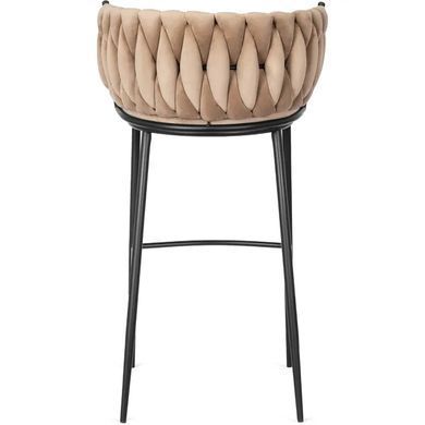 Барный стул бархатный MEBEL ELITE FLORES Velvet бежевый / черный фотография