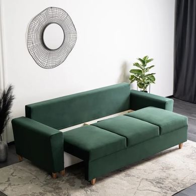 Диван 3-х місний оксамитовий MEBEL ELITE EMIL Velvet 230 см Зелений фотографія