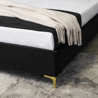 Кровать двуспальная бархатная MEBEL ELITE MARCELO Velvet 160x200 см Черный фотография
