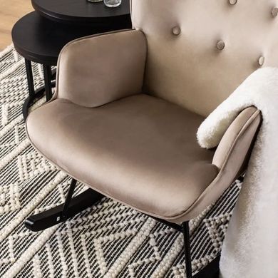 Крісло-гойдалка оксамитове MEBEL ELITE ELIS Velvet Бежевий фотографія