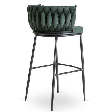 Барный стул бархатный MEBEL ELITE FLORES Velvet черный / зеленый фотография