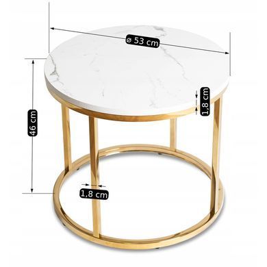 Журнальний столик CLIFF MEBEL ELITE 53x53 Білий мармур фотографія