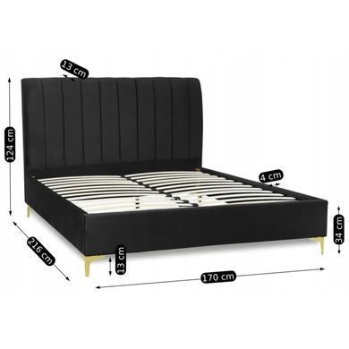Кровать двуспальная бархатная MEBEL ELITE MARCELO Velvet 160x200 см Черный фотография