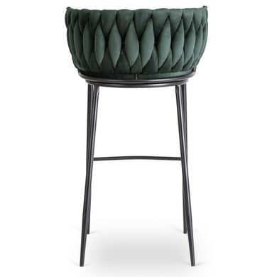Барный стул бархатный MEBEL ELITE FLORES Velvet черный / зеленый фотография