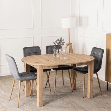 Комплект стіл MEBEL ELITE HARRY 102(142)х102 см,, дубовий ремісник, та 4 стільців FREDY, сірого кольору фотографія