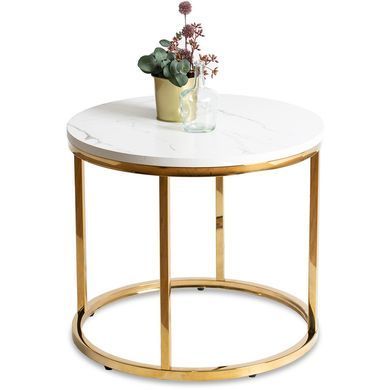 Журнальний столик CLIFF MEBEL ELITE 53x53 Білий мармур фотографія