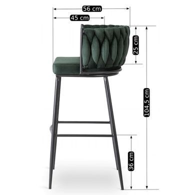 Барный стул бархатный MEBEL ELITE FLORES Velvet черный / зеленый фотография