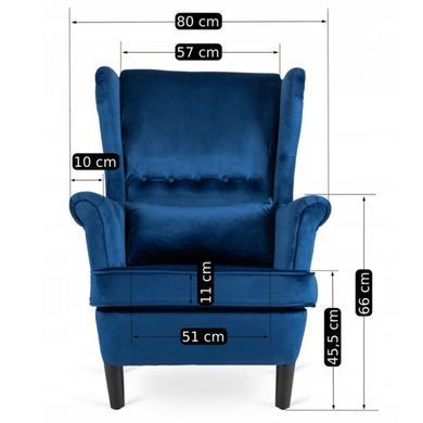Крісло м'яке оксамитове MEBEL ELITE KLARIS 2 Velvet Синій фотографія
