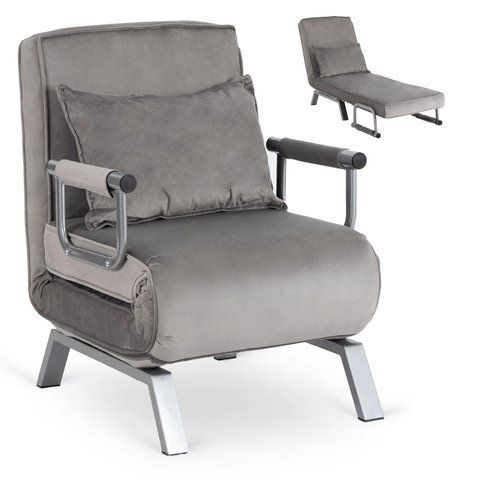 Крісло розкладне MEBEL ELITE BART Velvet&nbsp;Сірий фотографія