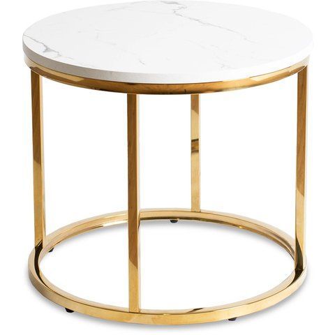 Журнальний столик CLIFF MEBEL ELITE 53x53 Білий мармур фотографія