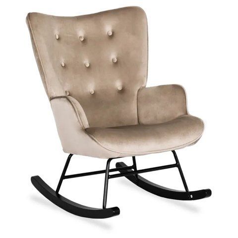 Крісло-гойдалка оксамитове MEBEL ELITE ELIS Velvet Бежевий фотографія