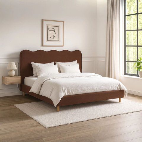 Ліжко двоспальне MEBEL ELITE IZMIR 160x200 см Рудий фотографія