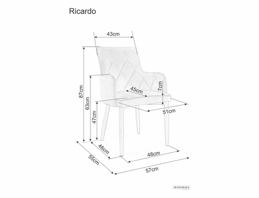 Кресло RICARDO Velvet Signal Синий фотография