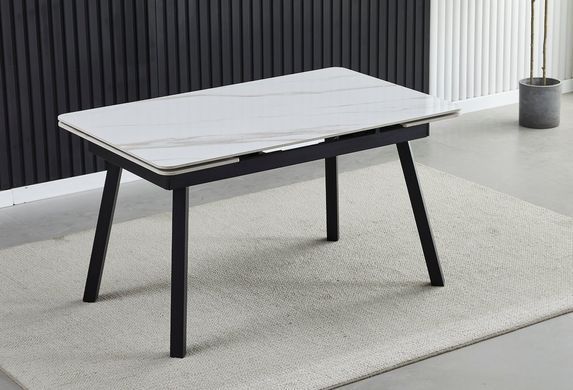 Стол раскладной MADRID CERAMIC Intarsio 120(180)*85 Белый Глянец Черный фотография