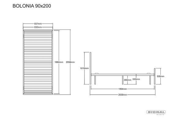 Кровать BOLONIA Signal 90x200 Черный фотография