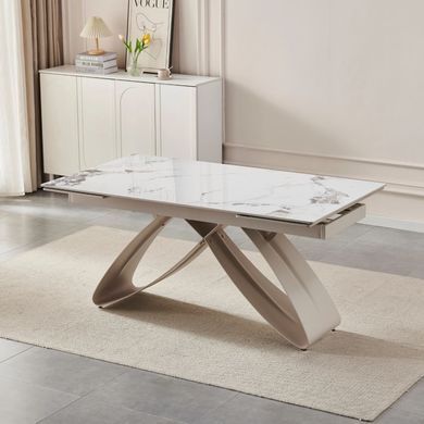 Стол раскладной MEBEL ELITE LUIGI 160(240)х90 см Белый мрамор/Кашемир фотография